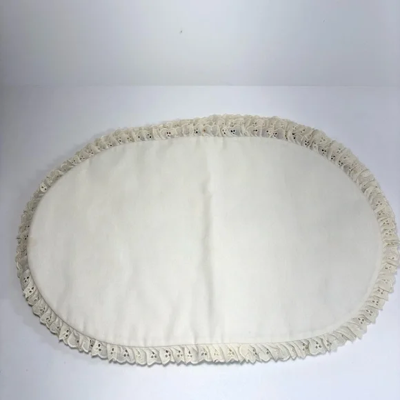 Halloween Themed Oval Placemat Lace Trim Witch pumpkin cat orange fall decor 3 - Picture 4 of 7